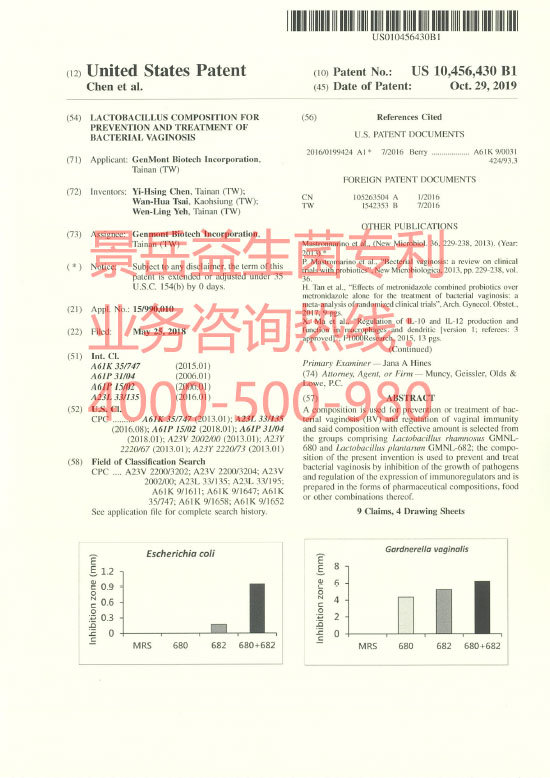 景岳可预防及治疗细菌性阴道炎之乳酸菌组合物美国专利